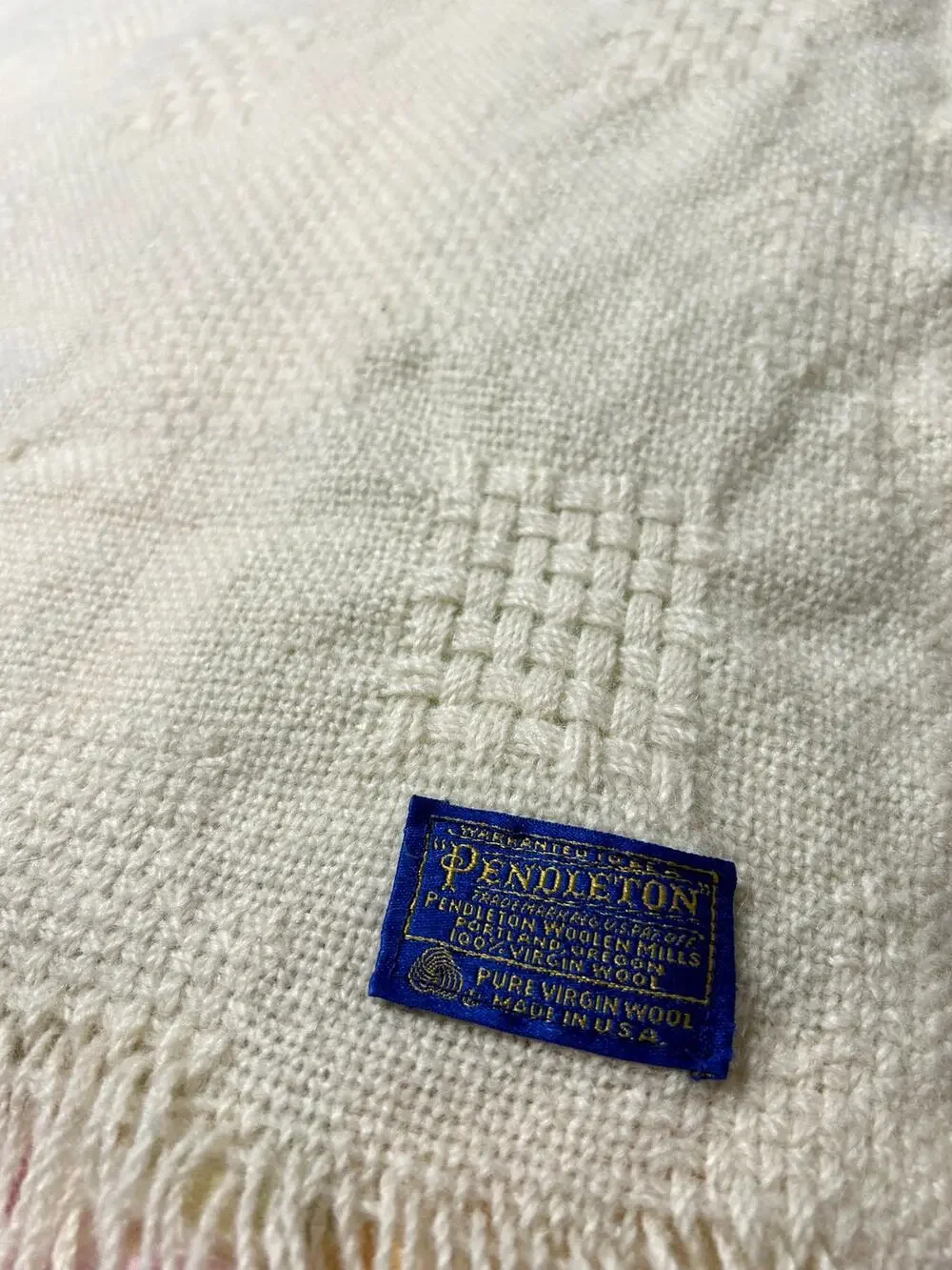 Vintage Pendleton Moulinus 100% Pure Virgin Wool Occasional Throw Blanket